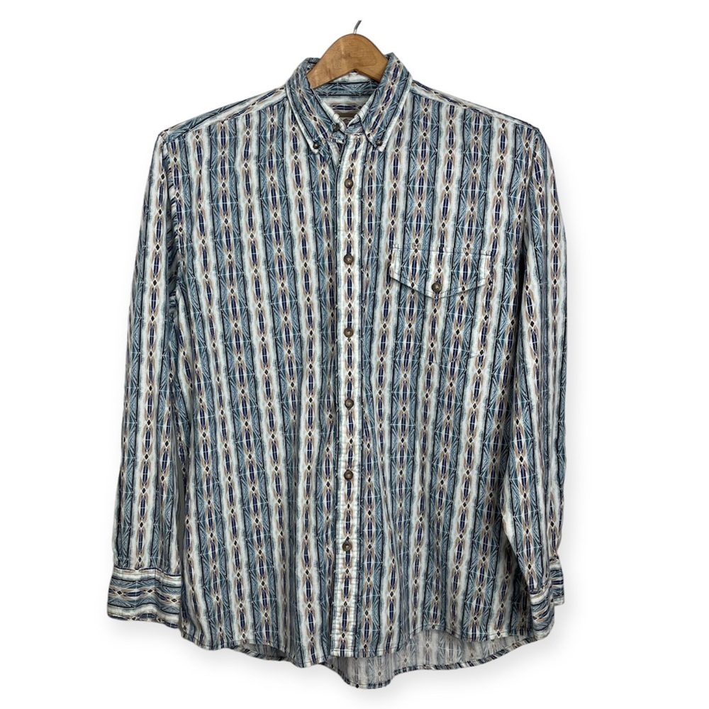 Vtg Western Plains Trading Co Button Front Western Shirt Cotton Size XL Retro